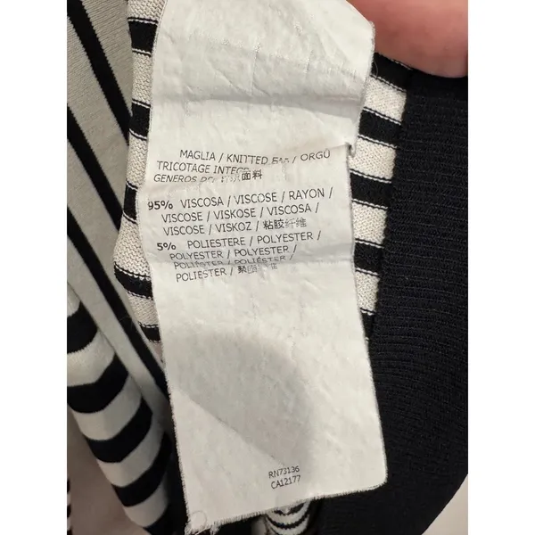 Max‎ Mara Cream Black Striped 3/4 Sleeve Top Sz S - Image 5