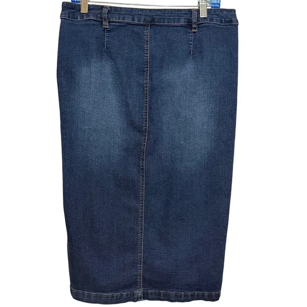 d. Jeans Women's Blue Denim Jean Pencil Button Front Skirt Size 12 - Image 2