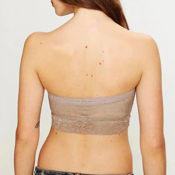 Free People Women's Taupe Lace Bandeau Style Strapless Bralette Small NWT v6x - Image 2