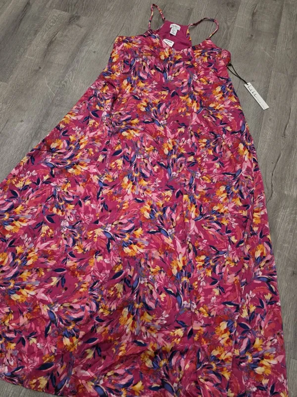 NWT Nicole Miller Women's Floral Maxi Dress Sleeveless Pink Multicolor XL - Image 6