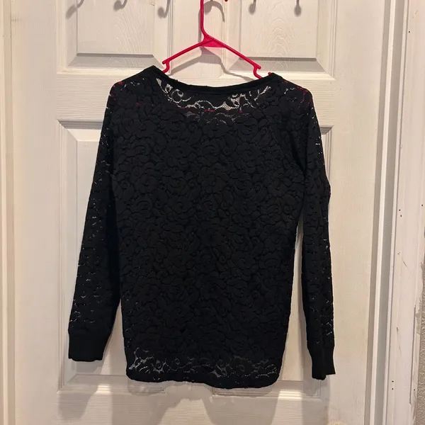 Zara Collection Black‎ Lace Long Sleeve Top Women's Size Large Sweatshirt Style - Image 5