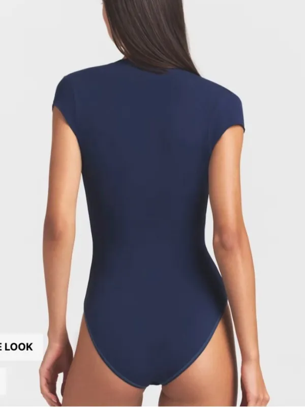 SKIMS Cotton Jersey Plunge Bodysuit NWT navy S- (B23) - Image 3