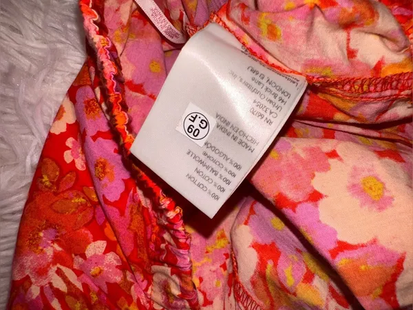 NEW FREE PEOPLE Amy Floral Cotton cutout Orange Jumpsuit sz M - Image 10
