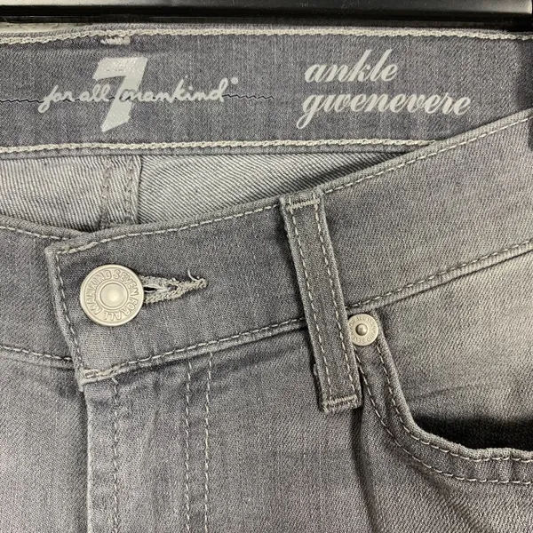 7 For All Mankind Ankle Guinevere‎ Gray Distressed Skinny Jeans 24 - Image 6
