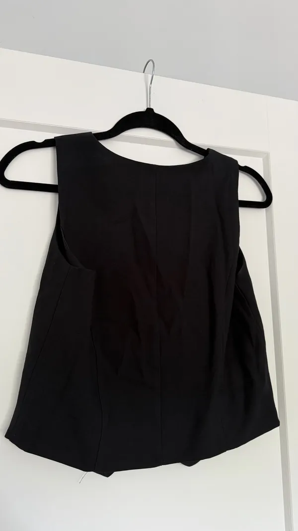 Black Button Up Vest Top - Image 4