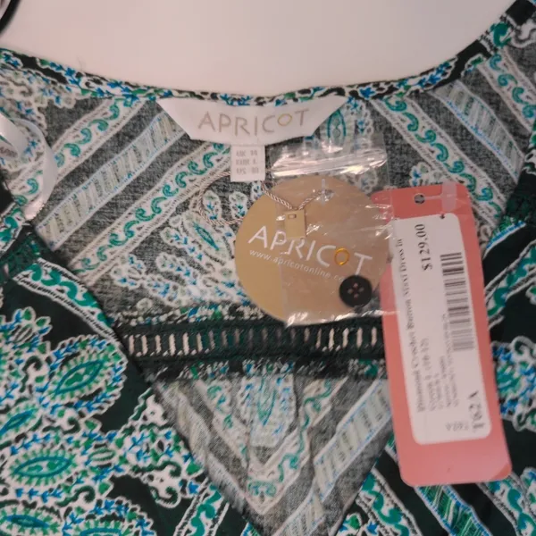 Apricot Womens Green Black Paisley‎ Diamond Crochet Button Maxi Dress US 10 NEW - Image 3