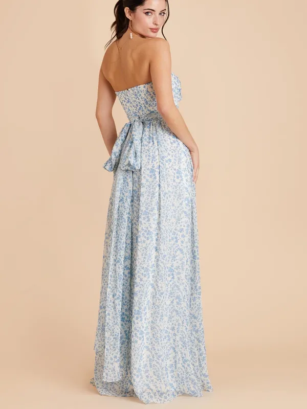NWT Birdy Grey Women’s Grace Chiffon Maxi Dress with Slit Blue Dreamy Ditsy XXL - Image 2