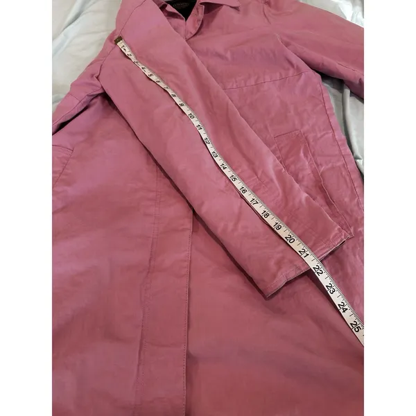 Coach Bubble Gum Pink Sz: L Single Breast Button Trench Coat. Lined w/ Logo - Image 5