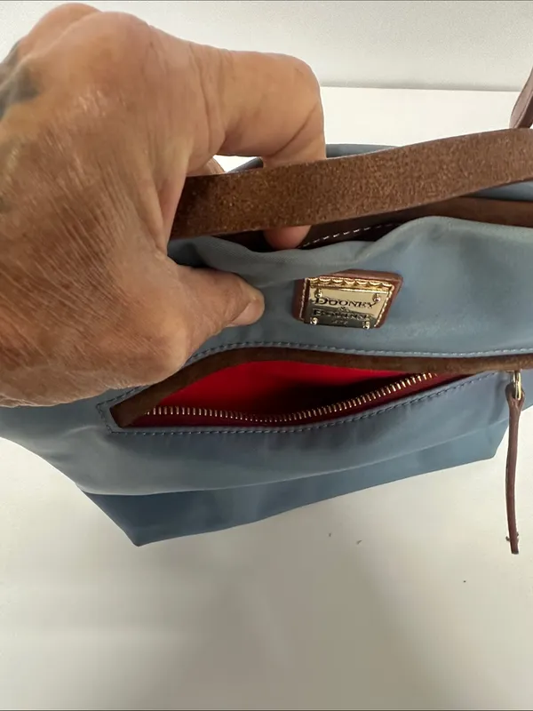 Dooney & Bourke Blue Crossbody with Brown Leather Trim - Image 12