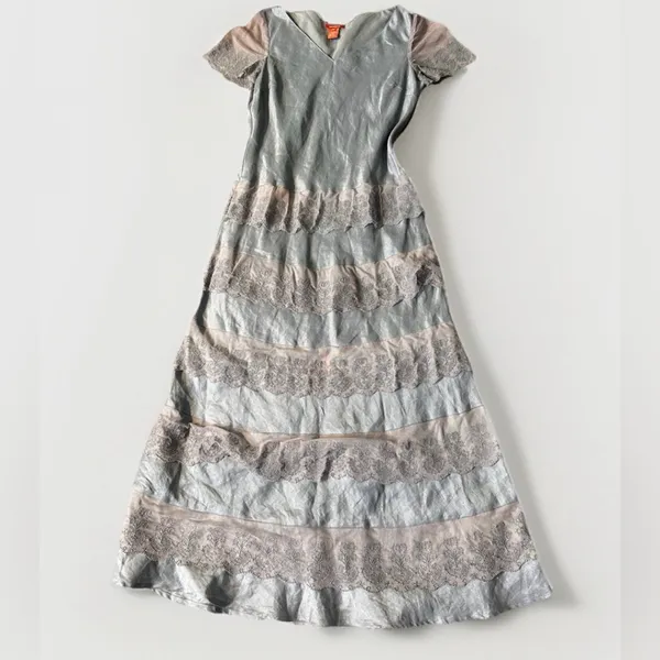 Sundance Sz 10 Women Maxi Dress Lace Tiered Linen Embroidered Whimsy Fairy Boho - Image 13