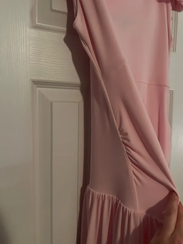 Club L Juliette Blush Pink Bardot-Neck Maternity Maxi Dress With Drop-Waist - Image 10