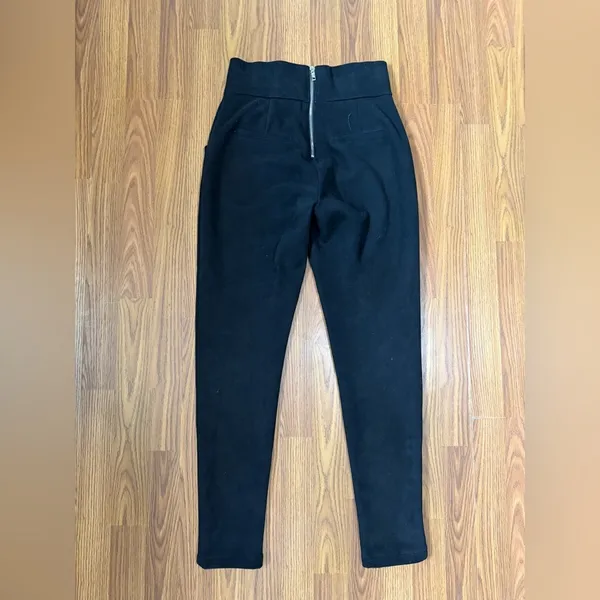 Ammo Suede High Rise Black Pants Gold Zipper Detail Size Medium. - Image 3