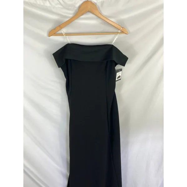 NWT Marina Long Strapless Crepe Dress Black Size Large - Image 4