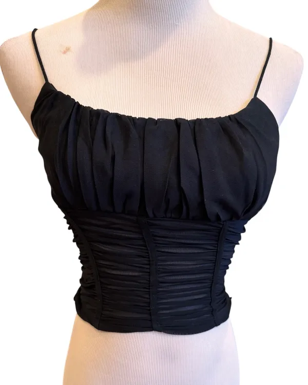 Princess Polly Concordia Tank Black Mesh Cropped Top Sexy 6 S - Image 4