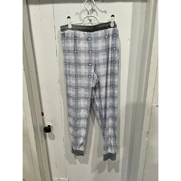 Cuddl Duds Checkered with Hearts Fuzzy Pajama Sleep Pants size large - Image 2