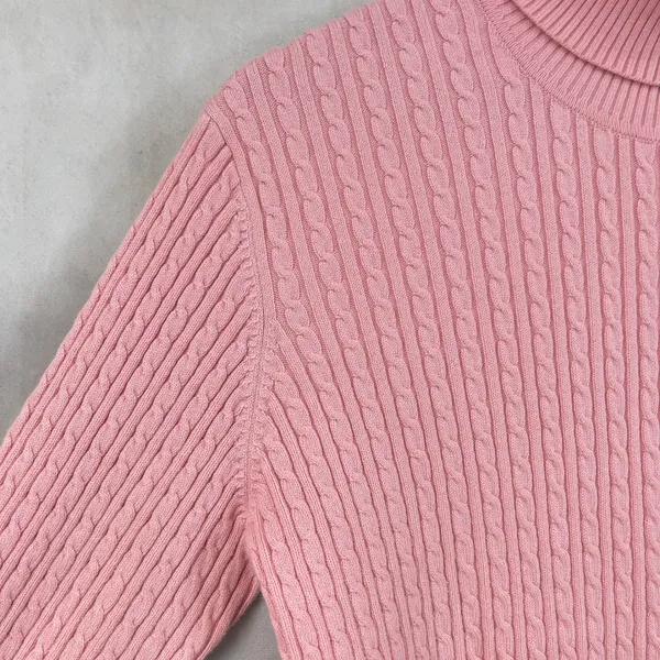 Anne Klein Sport Womens Cable Knit Turtleneck Sweater Size XL‎ Preppy Classic - Image 3