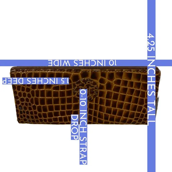 Antonio Melani Faux Brown Patent Leather Crocodile Embossed Clutch/Shoulder Bag - Image 14