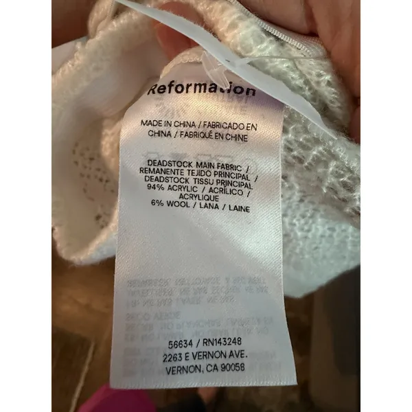 Reformation Jasmine Knit Maxi in White Ivory Sheer Side Slit Coverup Dress 8 NWT - Image 4