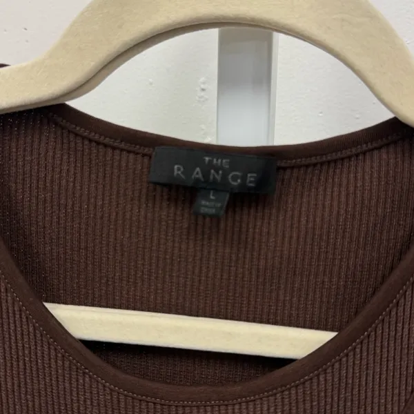 Revolve THE RANGE Mass Rib Cutout Long Sleeve‎ Midi Sweater Dress Espresso Large - Image 2