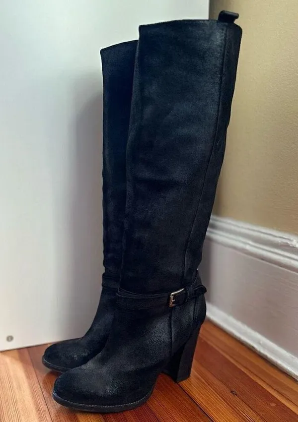 Belle by Sigerson Morrison Hayley Distressed Suede Knee-High Boots Size 8 - Image 2