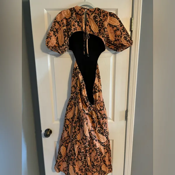Charlie Holiday Anthropology Black and Orange Paisley Maxi Dress with Cutouts - Image 10