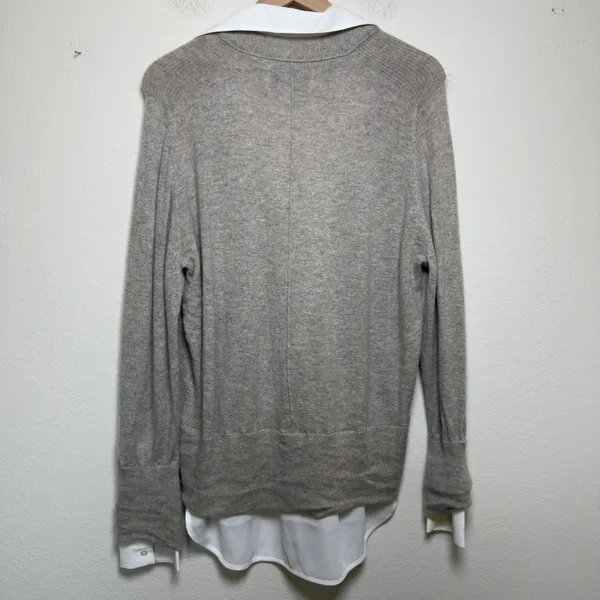 Brochu‎ Walker Women Wool Cashmere Callie Layered Looker Cardigan Medium Tan - Image 9