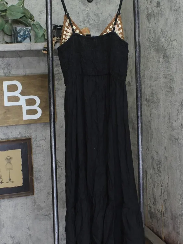 NWT Raviya Womens Crochet-Bodice Midi Dress Cover Up 76613 Black / Brown S - Image 3