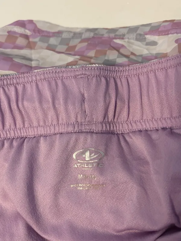 Athletic Works Gym Workout Running Shorts Purple Grey Digital Camo Womens Medium - Image 3