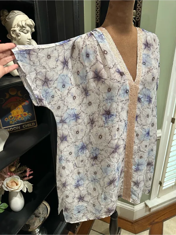 One September “Lyla” Sheer Sequin Floral Tunic – One Size (Fits XS–XL) - Image 2