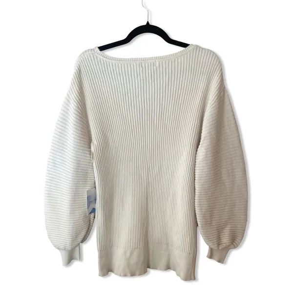 Majorelle Riley Tunic Sweater Ivory ribbed blouson sleeves knit Revolve As Is - Image 8