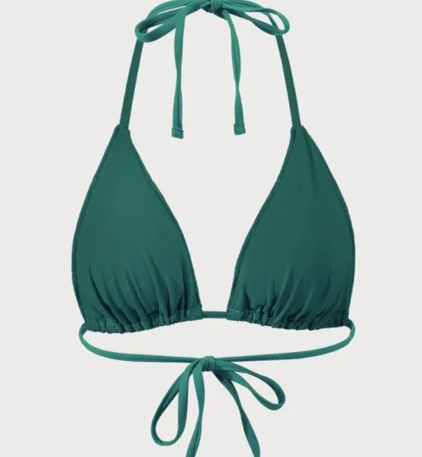 BERLOOK Dark Green Lurex Jacquard Triangle Bikini Top ONLY 22 - Image 9