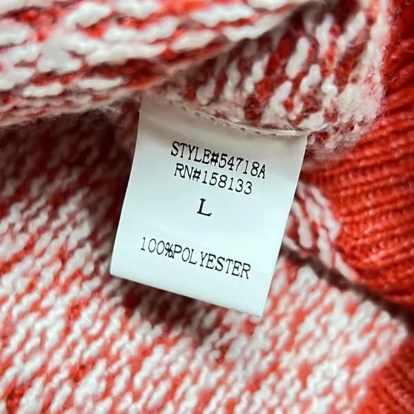 Staccato Womens Red White Geometric Knit Raglan Pullover Sweater Size L‎ Preppy - Image 4