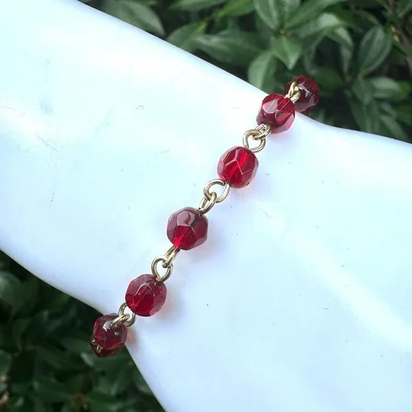 Avon Red Crystal Gold tone cross charm Bracelet - Image 2