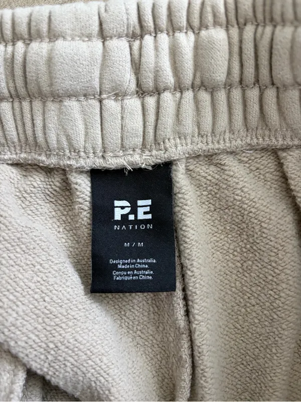 P.E. Nation Eastside Track Pant Wide Leg Oxford Tan Loungewear Casual Medium - Image 5