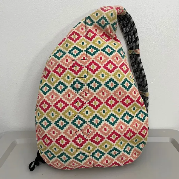 KAVU Rope Sling‎ Bag Backpack Boho Aztec Montage Boho Festival Hippie - Image 3