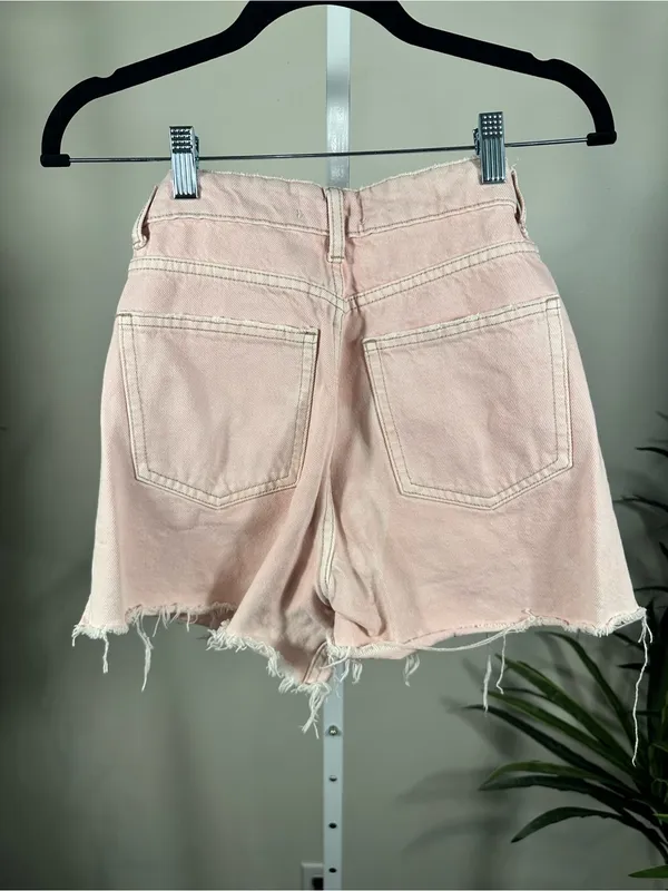 X293. Zara High-Rise Pink Denim Cutoff Shorts - Image 4
