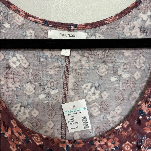 NWT Maurice’s Soft Jersey Long Sleeve Floral Scoop Neck Tee - Size L - Image 3