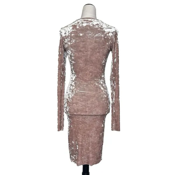 Philo Crushed Velvet Dress Long Sleeve Size XS/S Whimsical Y2K Evening Feminine - Image 5
