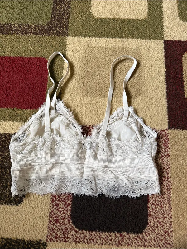 aerie White Ribbed Lace Bralette - Image 2