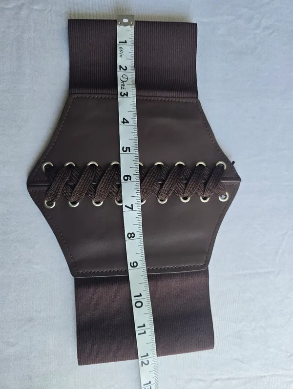 Vintage Style Brown Faux Leather Lace Up‎ Elastic Girdle Casual Wide Waistband - Image 12