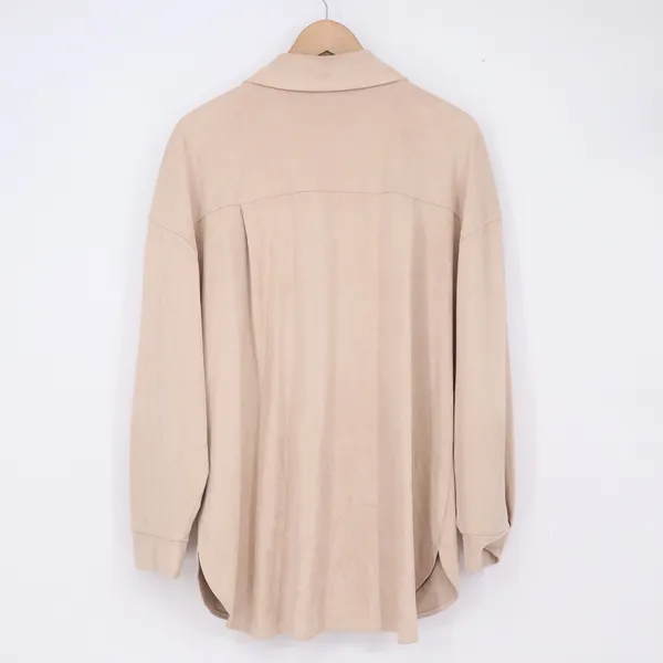 Primark Shacket Women 10 Oversized Beige Faux Suede Button-Down Good - Image 6