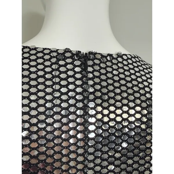 Women’s Silver Sequin Mini Dress Long Sleeve Bodycon Club Cocktail Size M NWT - Image 7