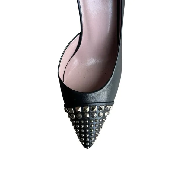 Gucci - Black Leather Studded Pointed Toe Stiletto Pump EU 38 LEFT Shoe Only - Image 3