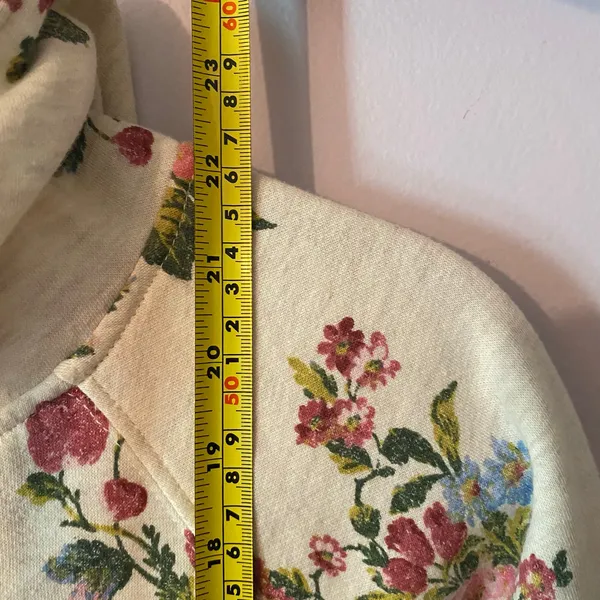 Daily Practice Anthropologie Cream Floral Hoodie Sweatshirt Loungewear Small - Image 9