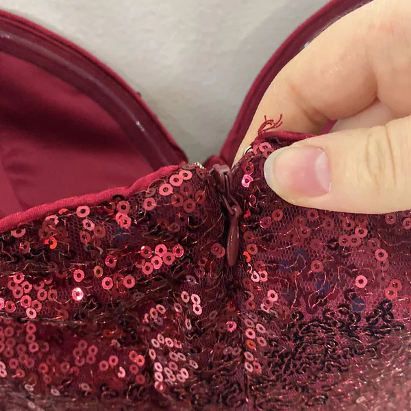 Lulus Boost Your Beauty Wine Red Sequin Strapless Bustier Midi Dress size XS - Image 12