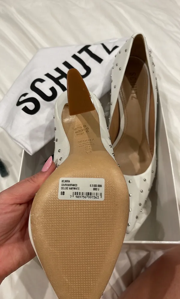 Schutz Belmira White Stud Leather Pumps - Image 7