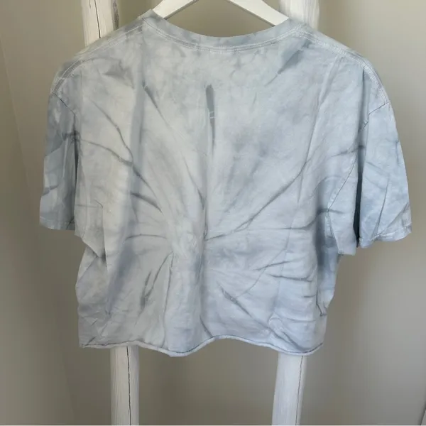 Colortone Georgia Grey and White Tie-Dye Crop Top Short Sleeve Tee Shirt Size L - Image 2