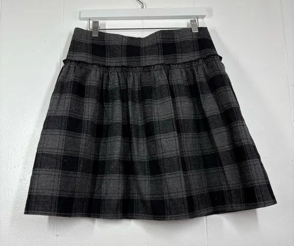 Vintage USA Aqua Plaid Skirt Academia Punk Goth Pin Up Retro Black Gray Mini M - Image 3