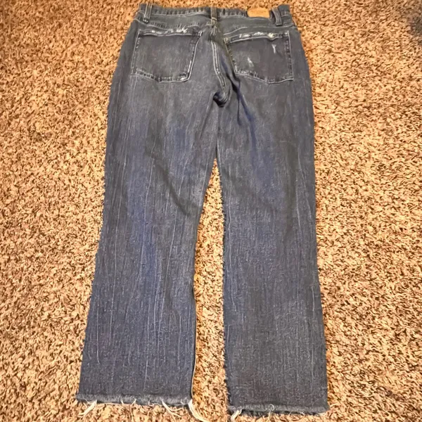 Abercrombie Fitch Mom Jeans Distressed Ripped Blue Denim‎ Size 28 Cropped - Image 6