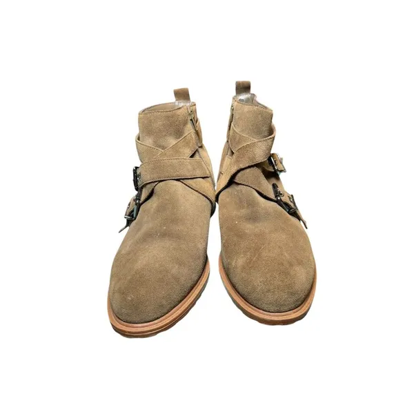 Bleecker and‎ Bond Kelsey Tan Leather Suede Buckle Strap Ankle Booties Size 10 M - Image 2